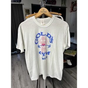 Vintage 70s 90s Gold's Gym Denver White Arch Logo Graphic T Shirt Size XL